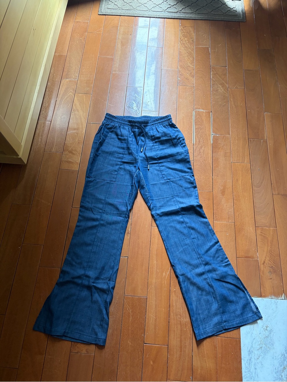 TWP Women's Navy Wide-Leg Jeans - Elastic Waist